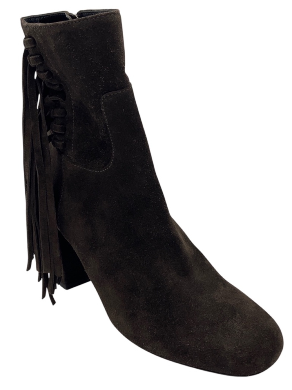LONGCHAMP BROWN FRINGED SUEDE ANKLE BOOTS